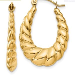 14KT YELLOW GOLD 25X18MM HOOP EARRINGS